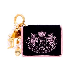 Juicy Couture Black and Pink Card Holder with Gold Accents